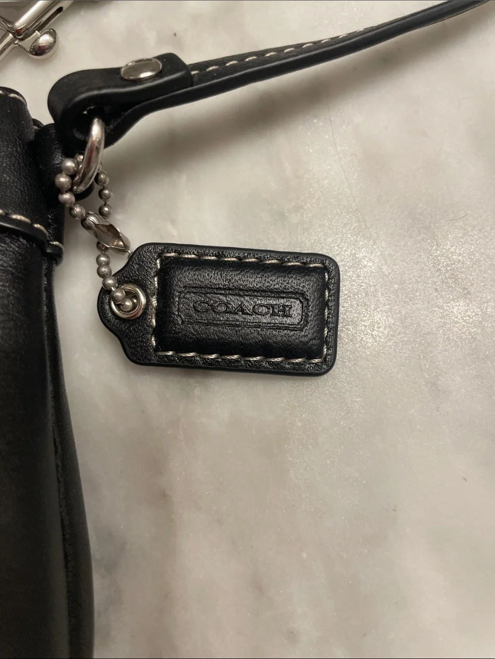 Coach Black Leather Pleated Wristlet